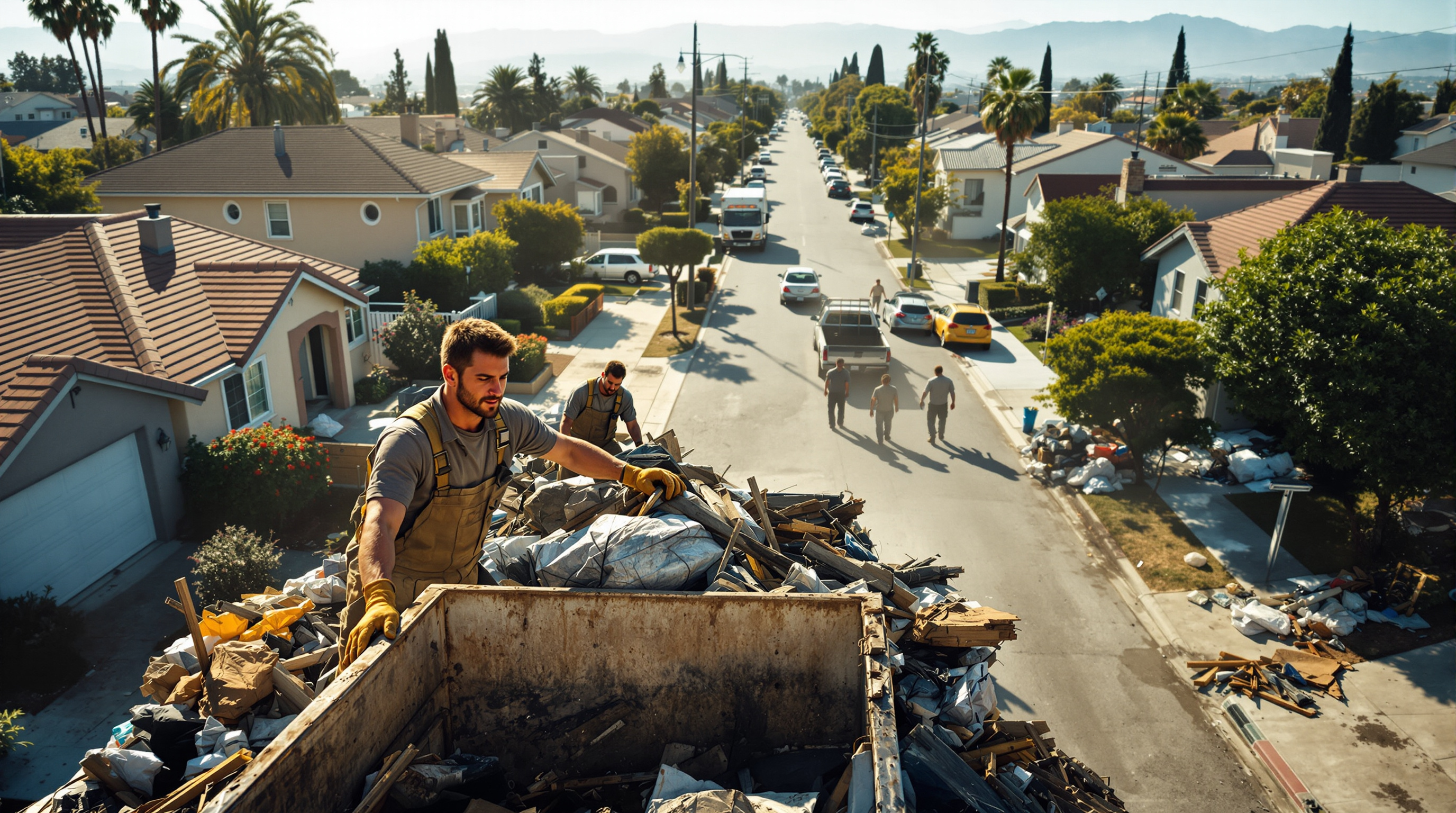 household junk dumpster rental illustration